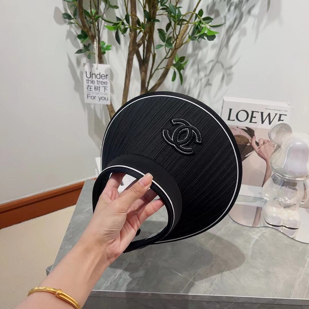 Chanel Crystal CC Pleated Sun Visor in Black - Picture 6 of 7